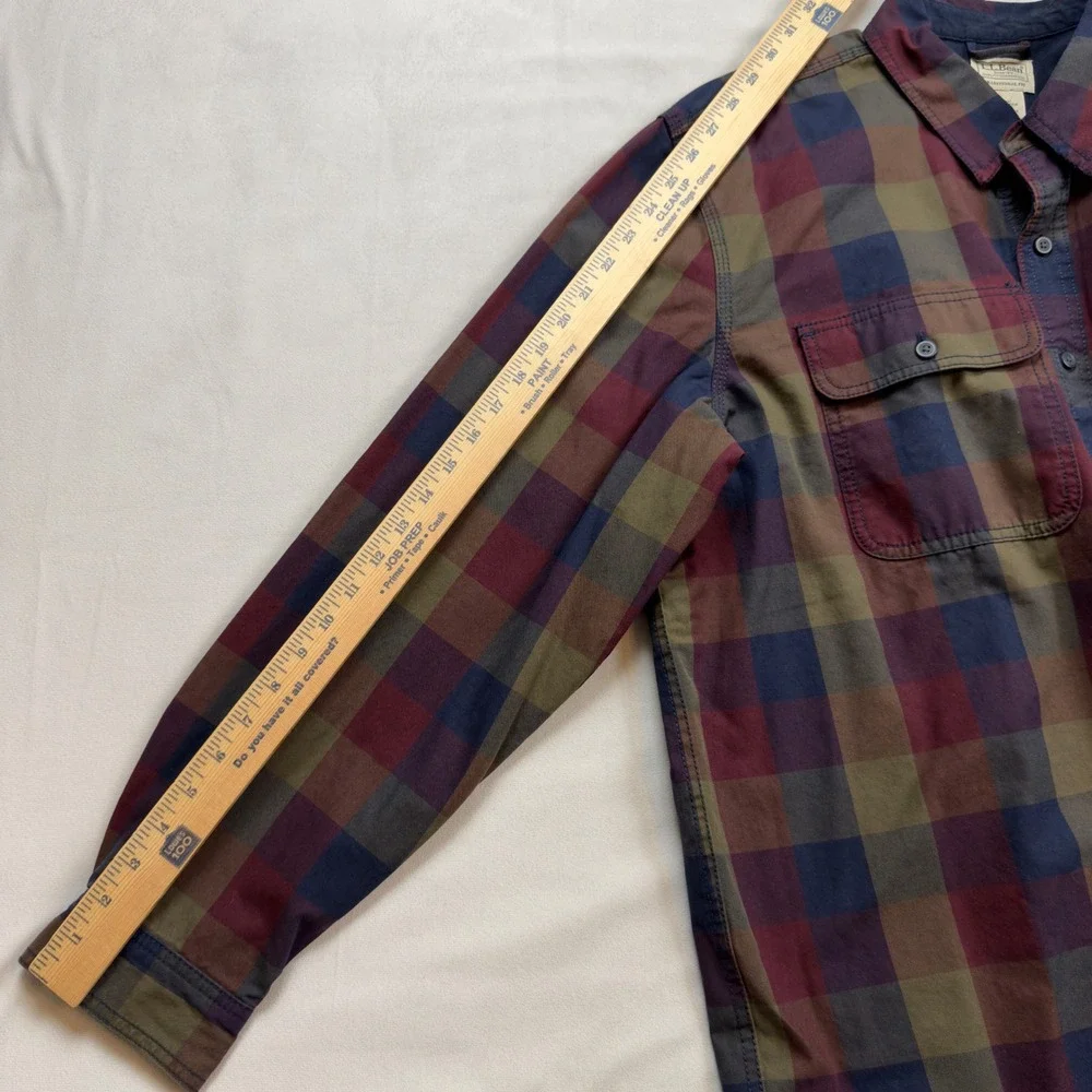 LL Bean Mens‎ XL TALL Plaid Denim Shirt Traditional Fit Multicolor 506058